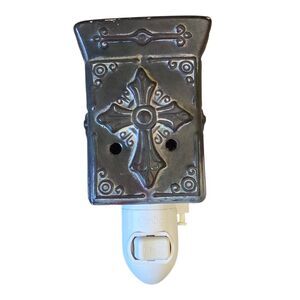Scentsy Charlemagne Mini Warmer Plug In Retired Fleur De Lis Cross Bronze Brown
